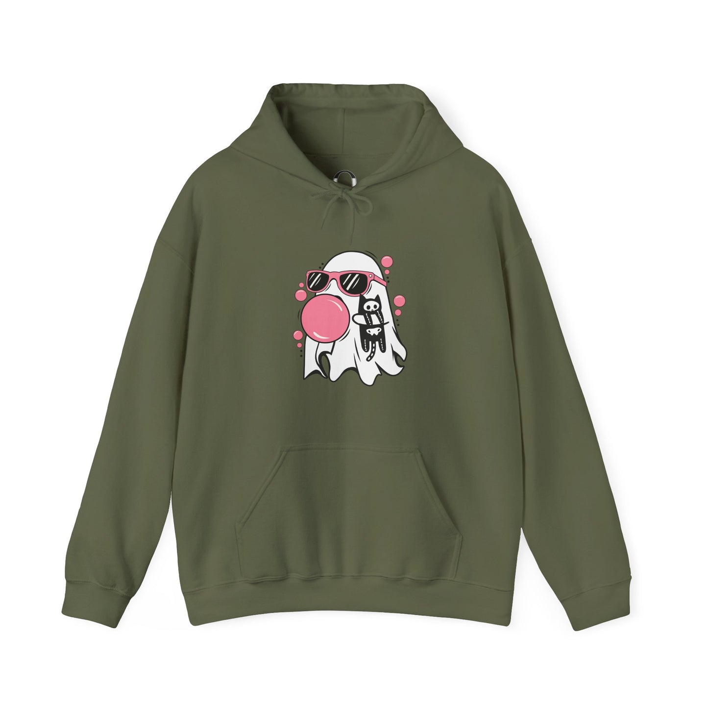 Pink Bubble Gum Ghost w/ Cat Hoodie