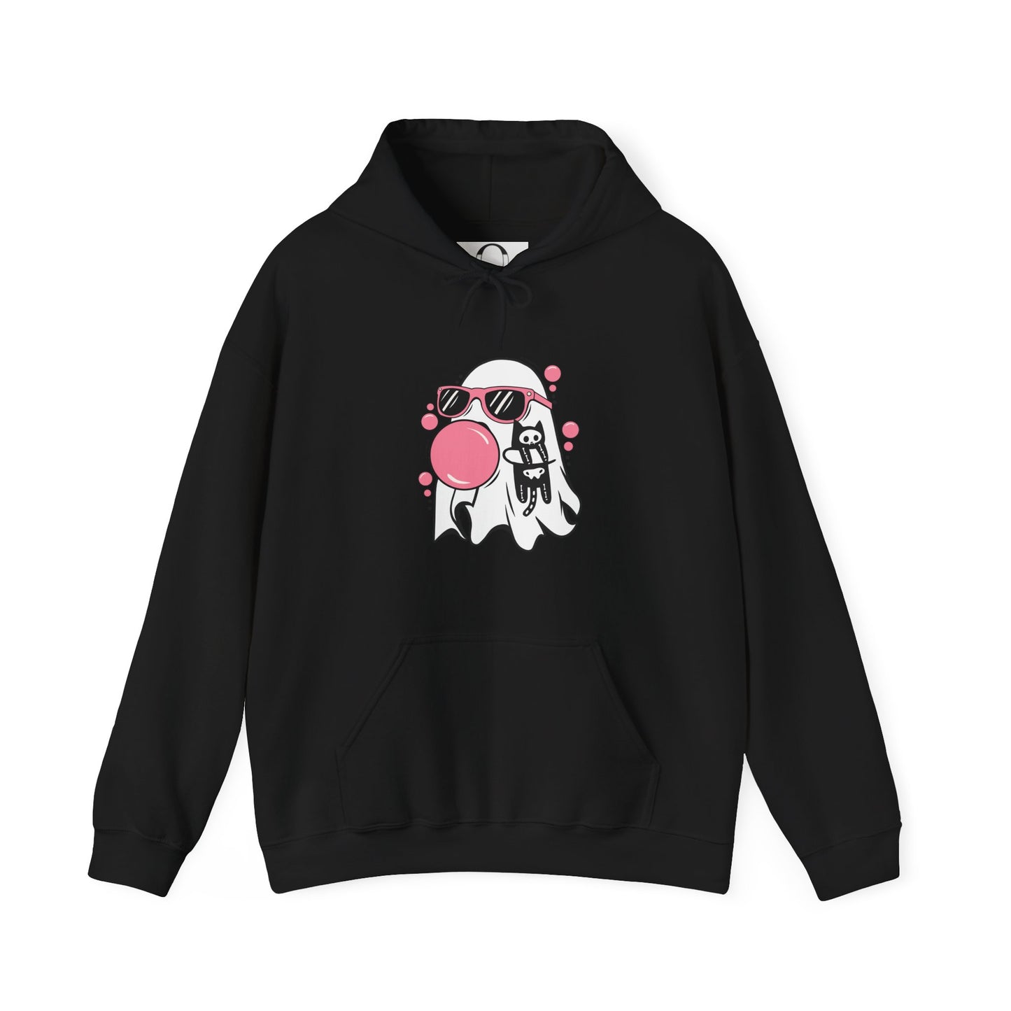 Pink Bubble Gum Ghost w/ Cat Hoodie