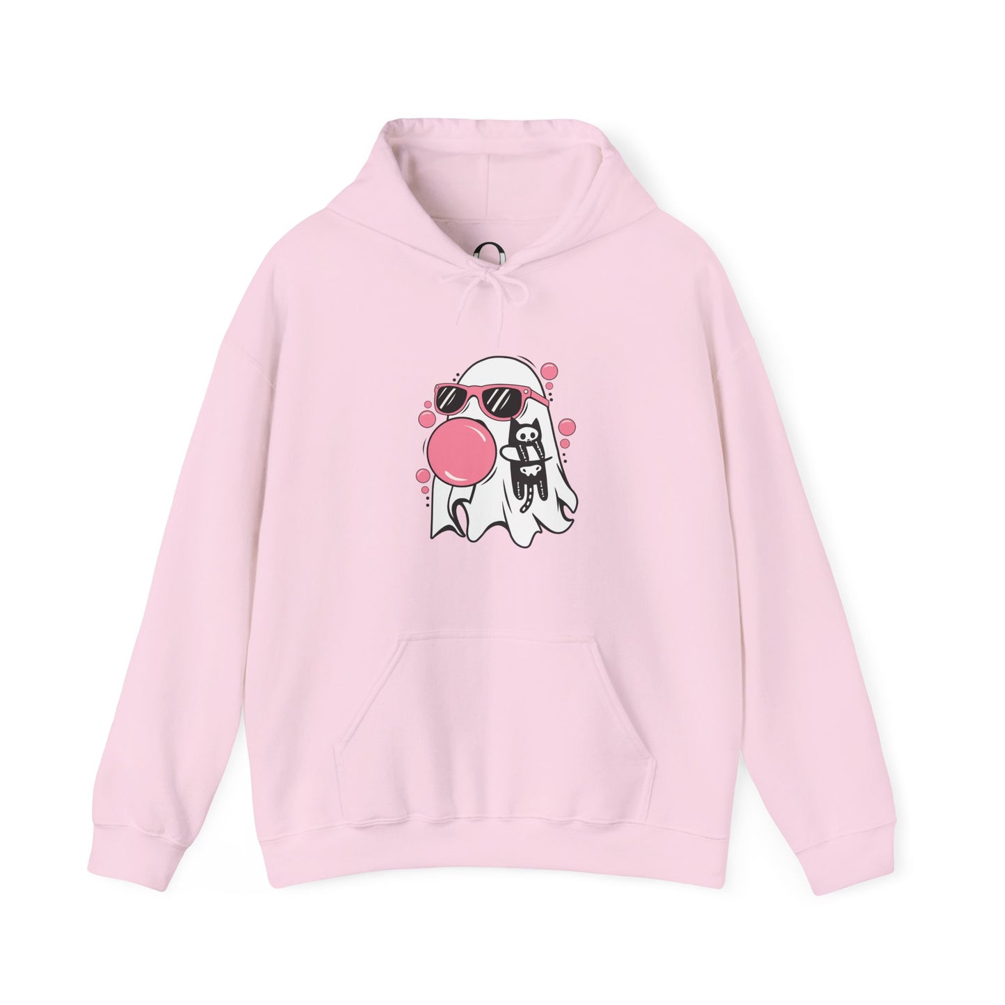 Pink Bubble Gum Ghost w/ Cat Hoodie