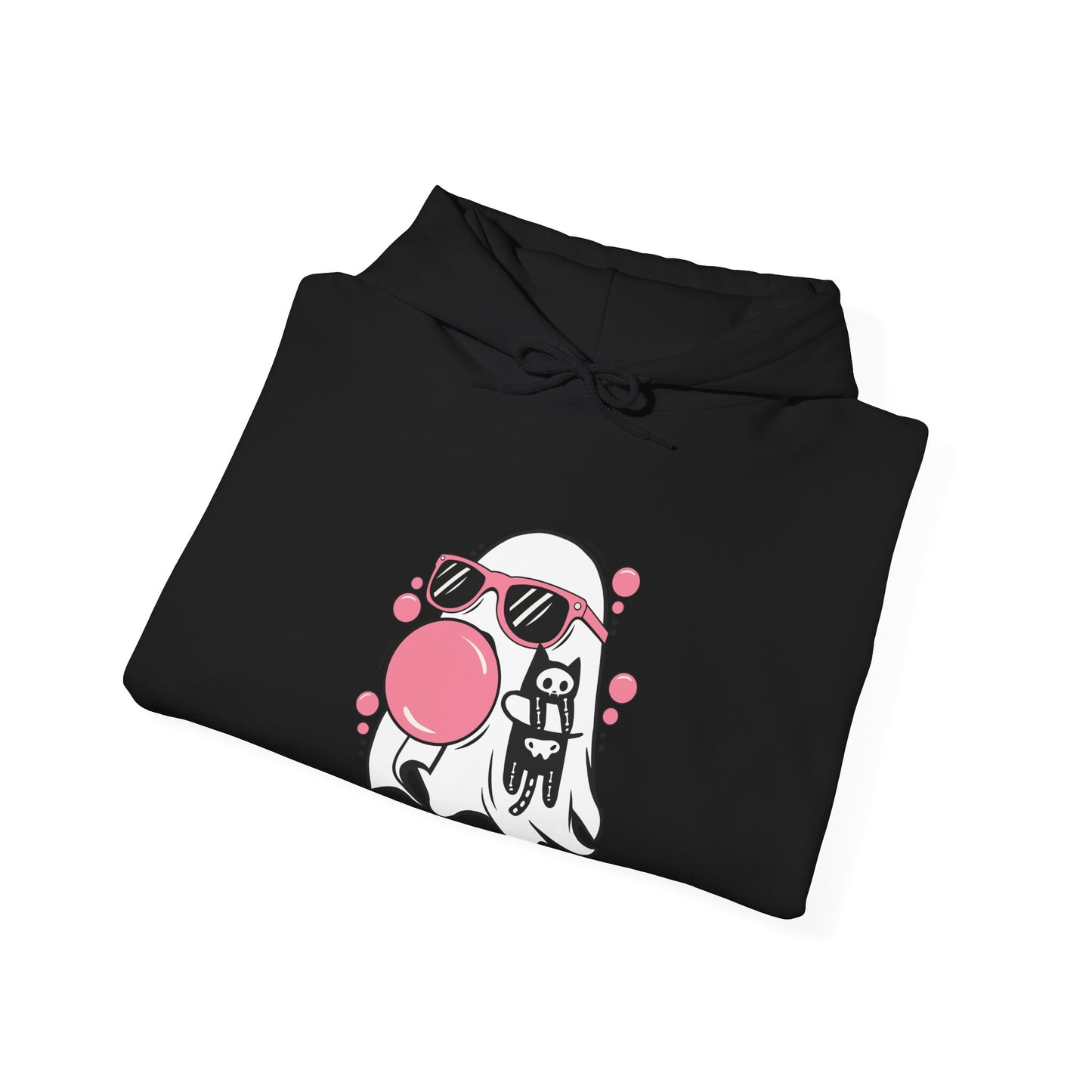Pink Bubble Gum Ghost w/ Cat Hoodie