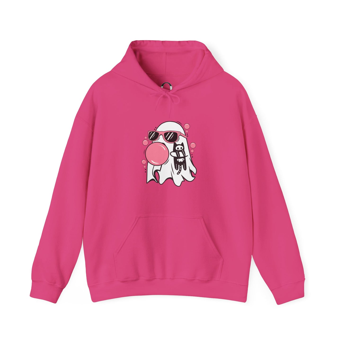 Pink Bubble Gum Ghost w/ Cat Hoodie