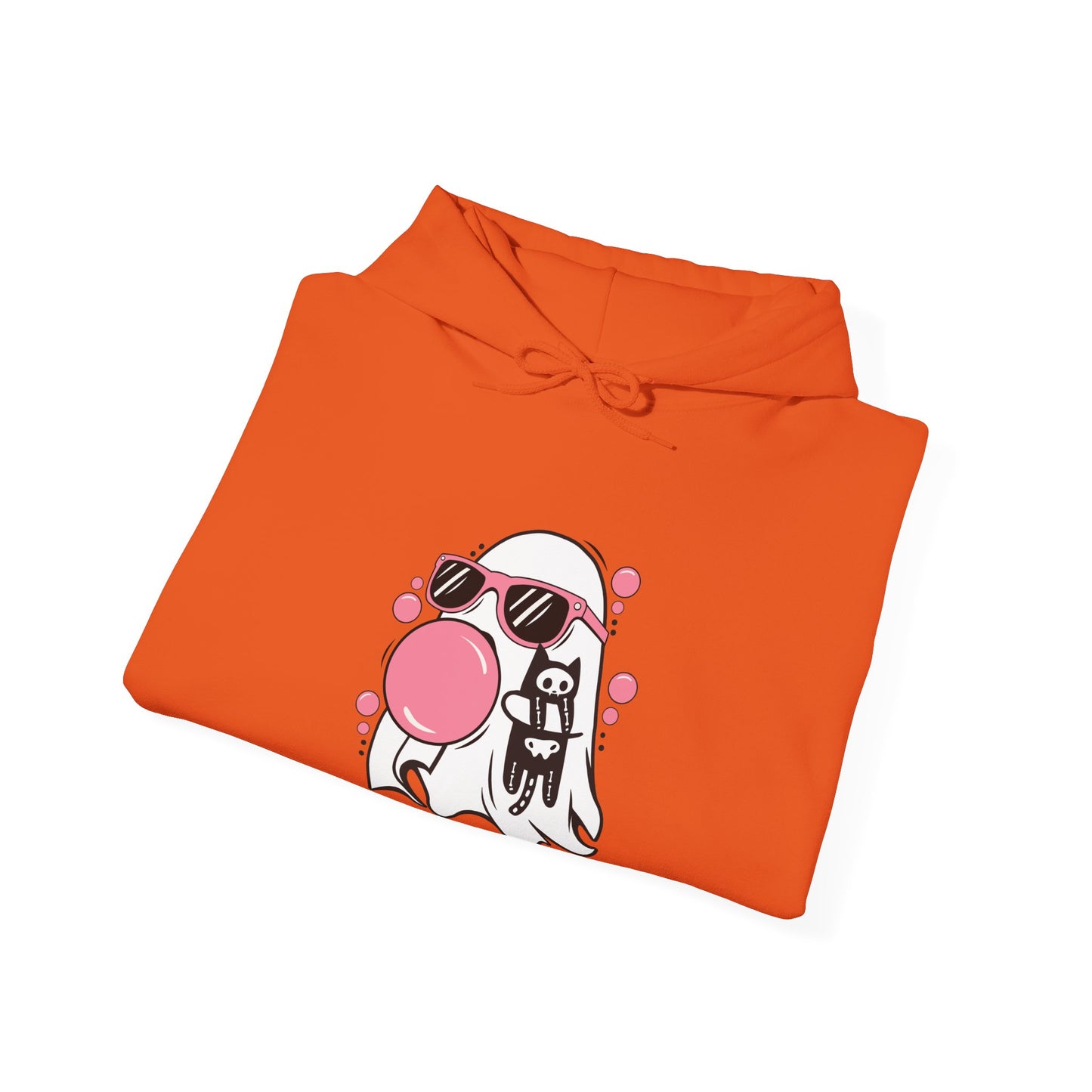 Pink Bubble Gum Ghost w/ Cat Hoodie