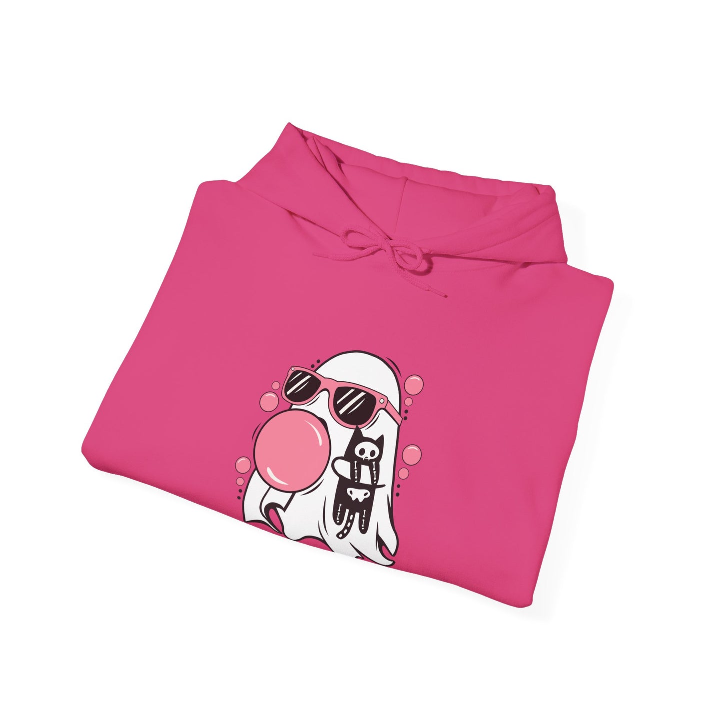 Pink Bubble Gum Ghost w/ Cat Hoodie