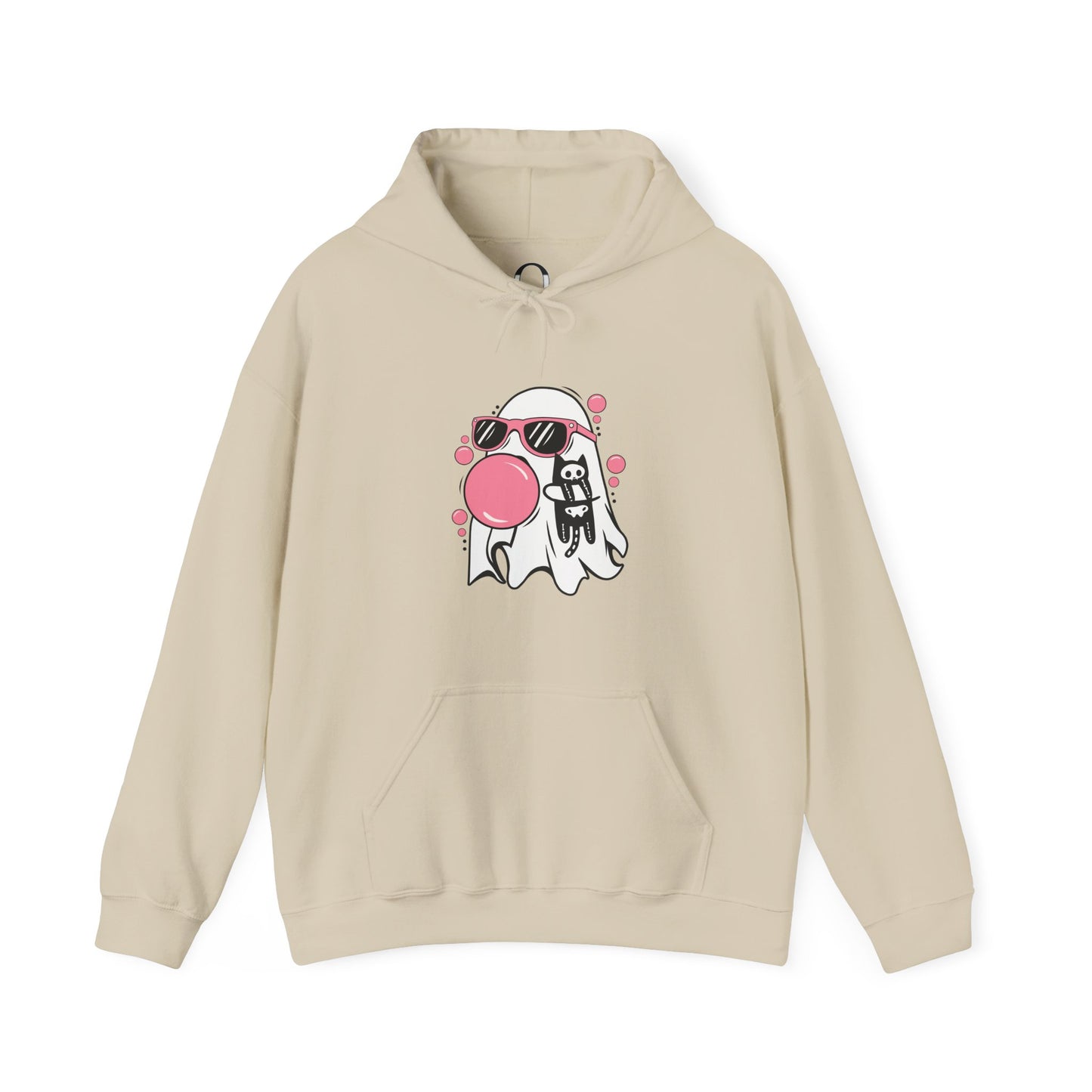 Pink Bubble Gum Ghost w/ Cat Hoodie