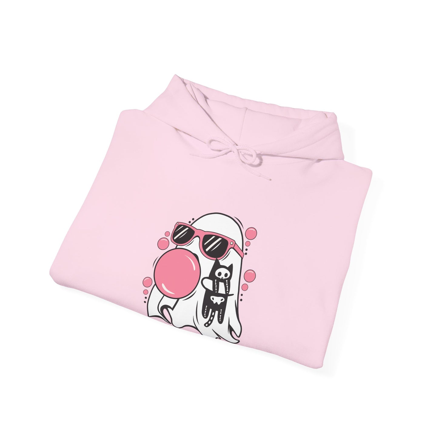 Pink Bubble Gum Ghost w/ Cat Hoodie
