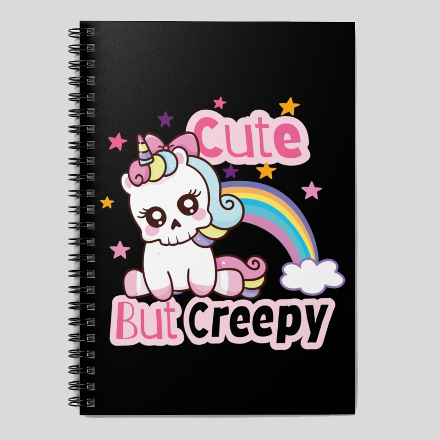 Cute But Creepy Skeleton Unicorn Spiral Notebook 